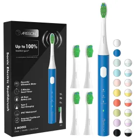 ARISSON Sonic Electric Toothbrush for Adults and Kids, 40,000 VPM Power Toothbrush, 1.5H Fast Charge Ultrasonic Electric Toothbrushes with 2 Minutes Smart Timer, White on Azure Blue