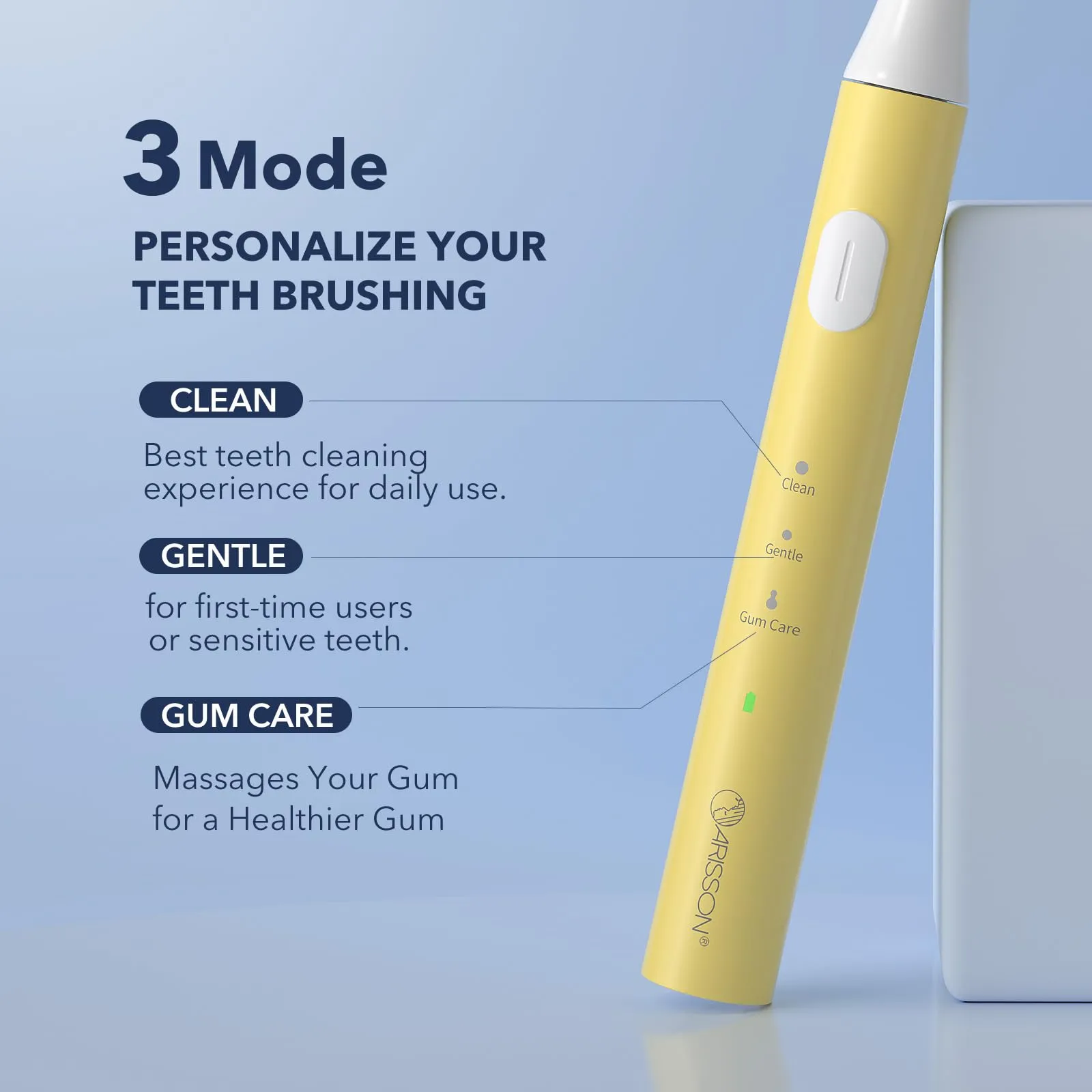 ARISSON Sonic Electric Toothbrush for Adults and Kids, 40,000 VPM Power Toothbrush, 1.5H Fast Charge Ultrasonic Electric Toothbrushes with 2 Minutes Smart Timer, White on New Corn