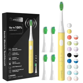 ARISSON Sonic Electric Toothbrush for Adults and Kids, 40,000 VPM Power Toothbrush, 1.5H Fast Charge Ultrasonic Electric Toothbrushes with 2 Minutes Smart Timer, White on New Corn