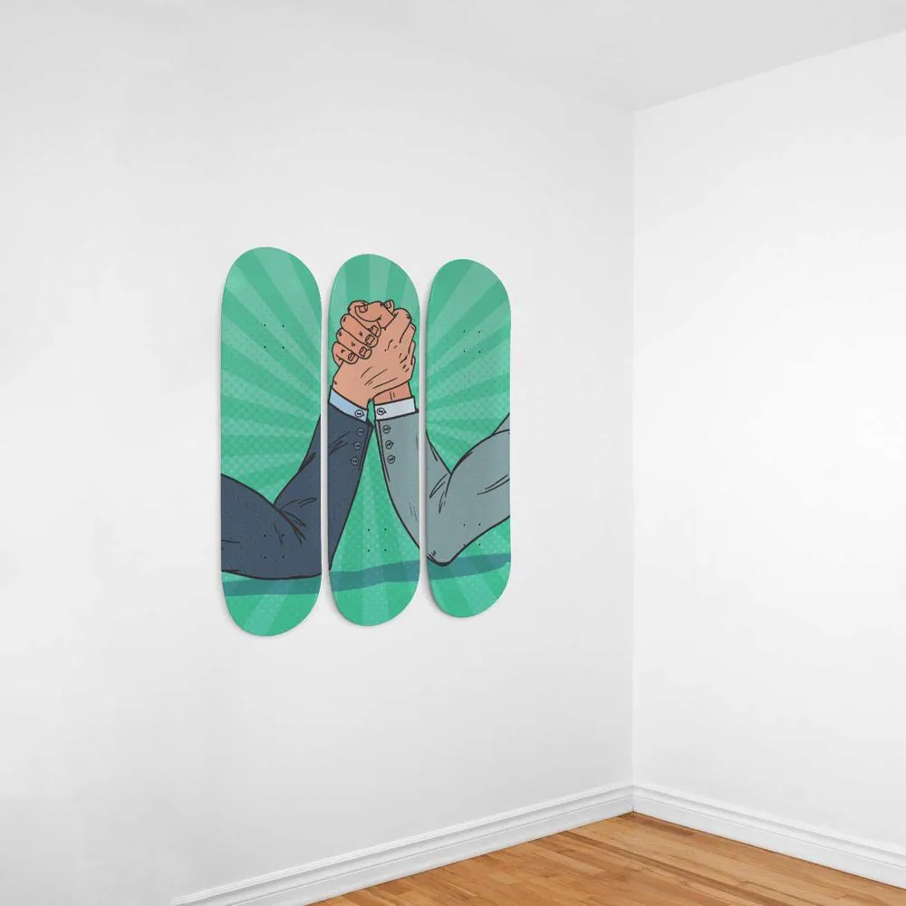 Awesome Pop art Man Arm Wrestling Skateboard Wall Art