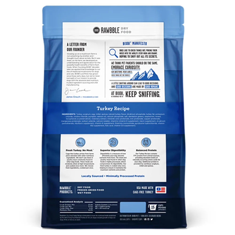 Bixbi Rawbble Turkey Limited Ingredient Freeze-Dried Raw Coated Grain-Free Dry Dog Food