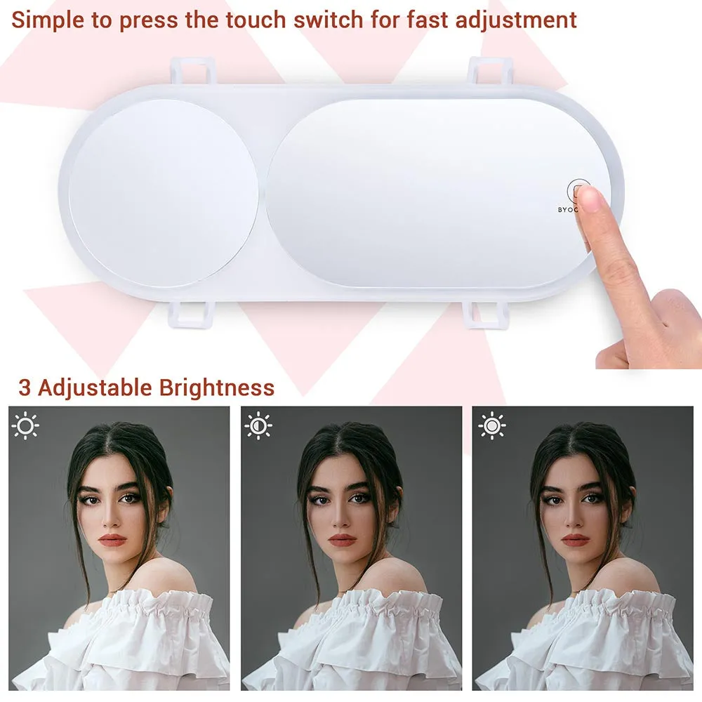 Byootique 6500K Car Sun Visor Mirror with LED Lights 1/3X Magnification