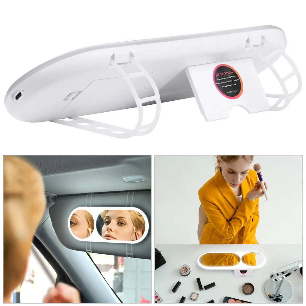 Byootique 6500K Car Sun Visor Mirror with LED Lights 1/3X Magnification