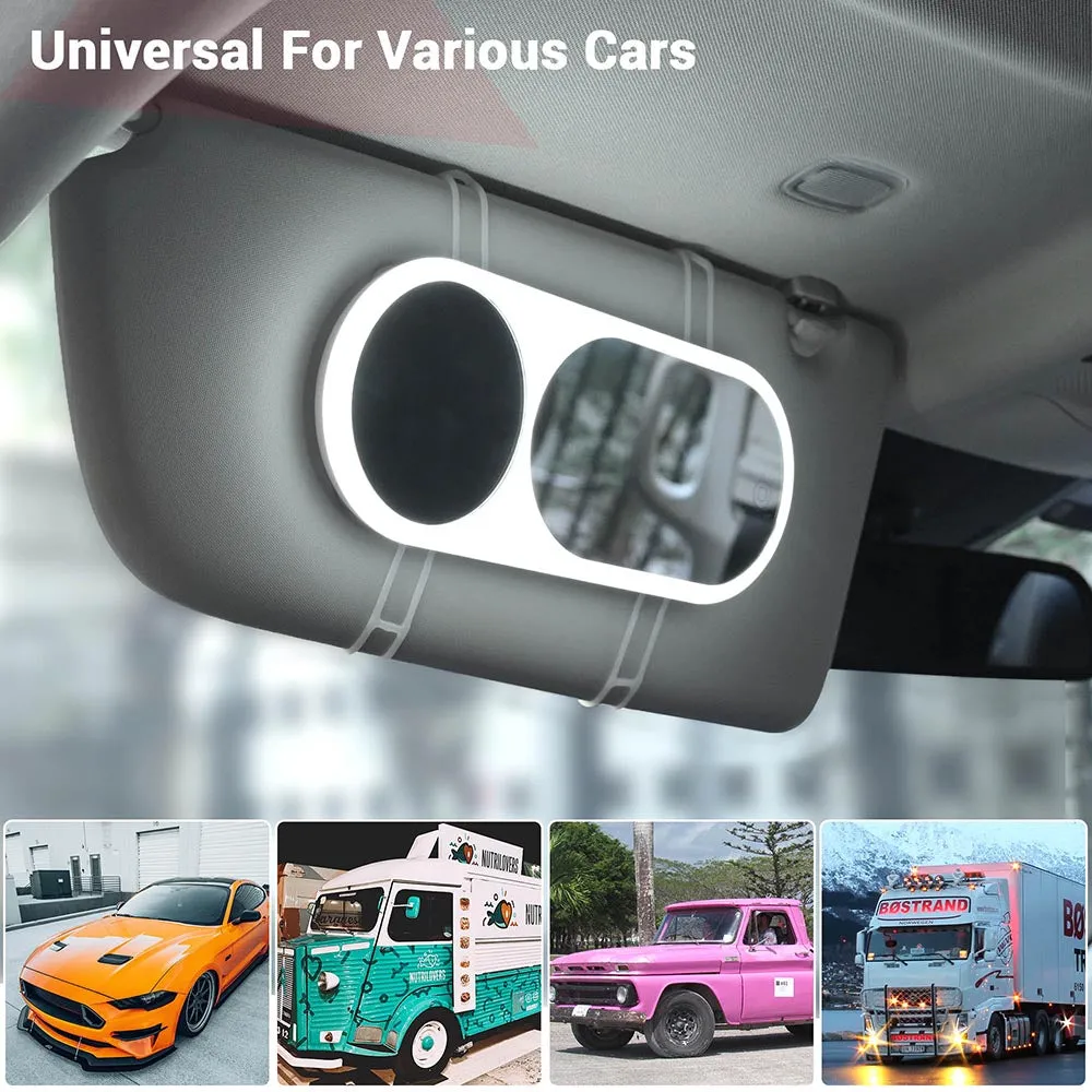Byootique 6500K Car Sun Visor Mirror with LED Lights 1/3X Magnification