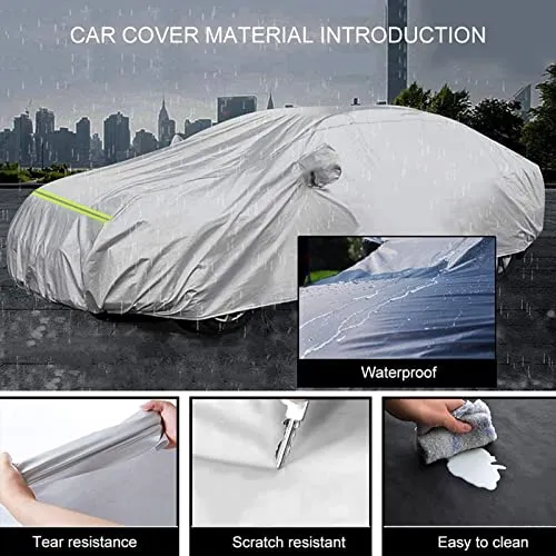 Car Cover Compatible with Volkswagen VW lD.3 ID.4 T-Cross T-ROC UP! All-Weather Protection Outdoor Car Cover Waterproof Windproof dust-Proof Anti-Snow (Color : Silver, Size : ID.4)
