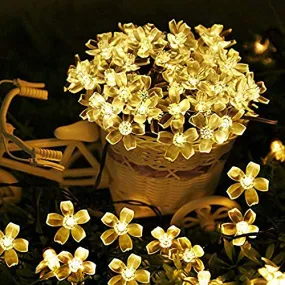 Citra 28 Led 10M Crystal Flower Copper String Light for Christmas Xmas Diwali and Other Festival Decorations - Warm White Colour