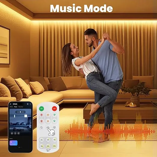 COB LED Remote Control Strip Light In UK -  Warm White Light Color 2700K, IP22 Waterproof, 5m Dotless with Smart App Control, Timer Function, Dimmable Strip Lights for Bedroom, Livingroom, Cabinet