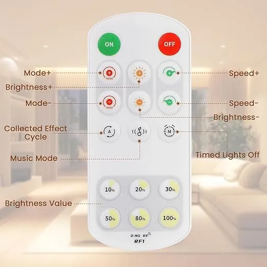 COB LED Remote Control Strip Light In UK -  Warm White Light Color 2700K, IP22 Waterproof, 5m Dotless with Smart App Control, Timer Function, Dimmable Strip Lights for Bedroom, Livingroom, Cabinet