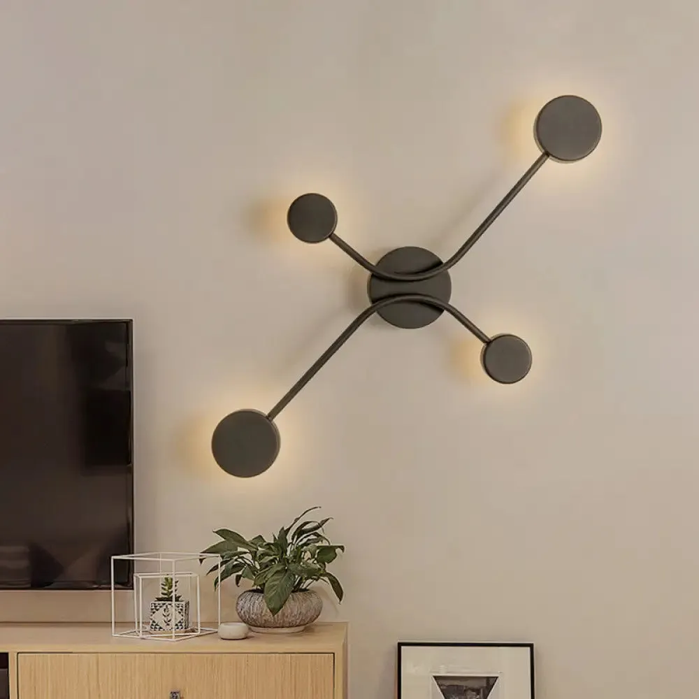 Contemporary Black Metallic LED Wall Mount Lamp - Warm/White Light Fixture