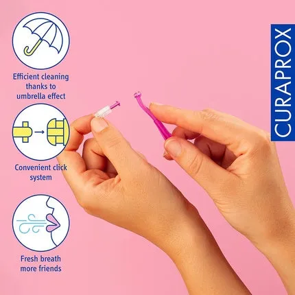 Curaden Cps 406 Perio Plus Interdental brush with replaceable heads Pink White, Curaprox
