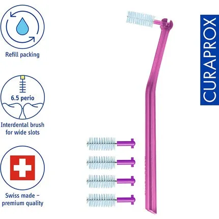 Curaden Cps 406 Perio Plus Interdental brush with replaceable heads Pink White, Curaprox