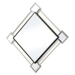 Diamond Shaped Beveled Accent Wall Mirror With Mirror Inserts, Silver By Benzara