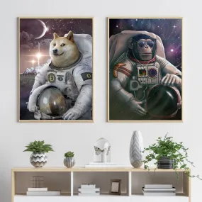 Dog Astronaut Poster Modern Science Wall Art