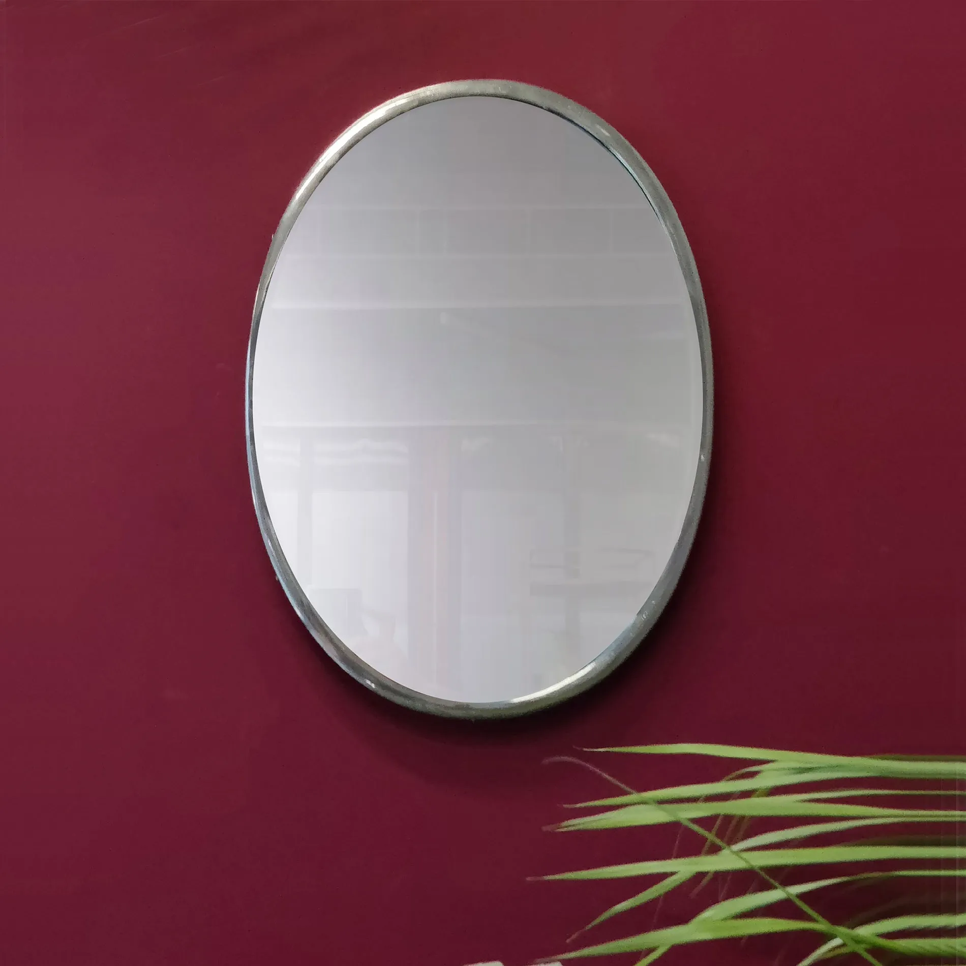 Elan Olivia Mirror- 22" (Oval, Brass, Nickle Finish)