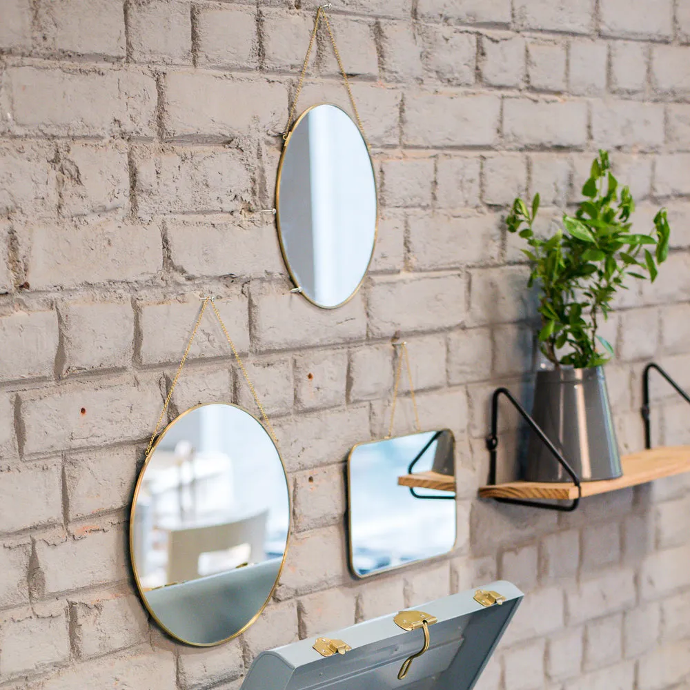 Elan Samantha Mirrors - Set of 3 (Assorted shapes,Brass)