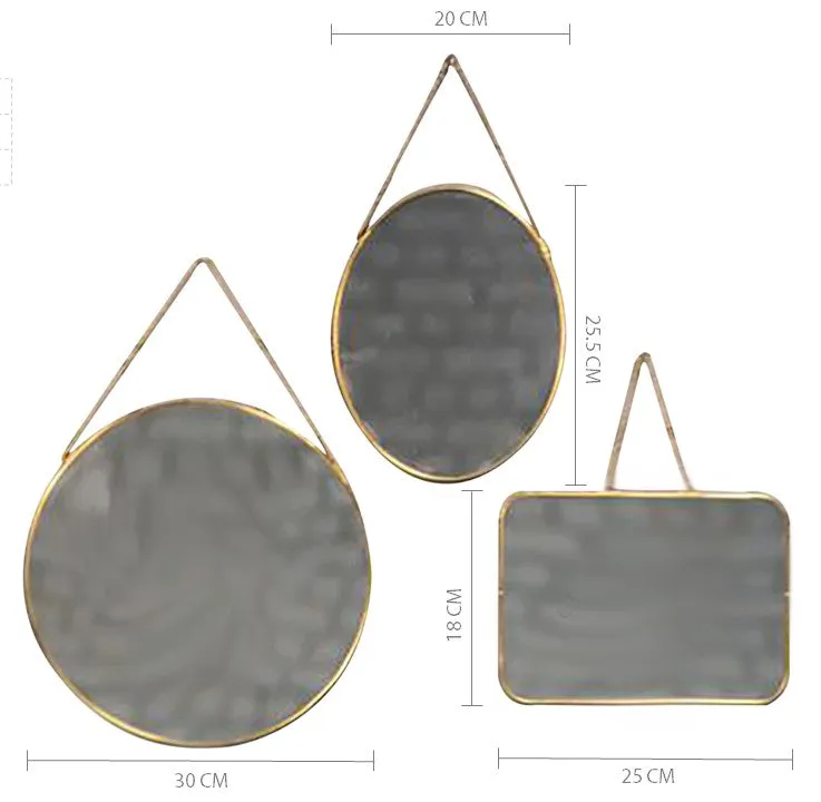 Elan Samantha Mirrors - Set of 3 (Assorted shapes,Brass)