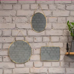 Elan Samantha Mirrors - Set of 3 (Assorted shapes,Brass)