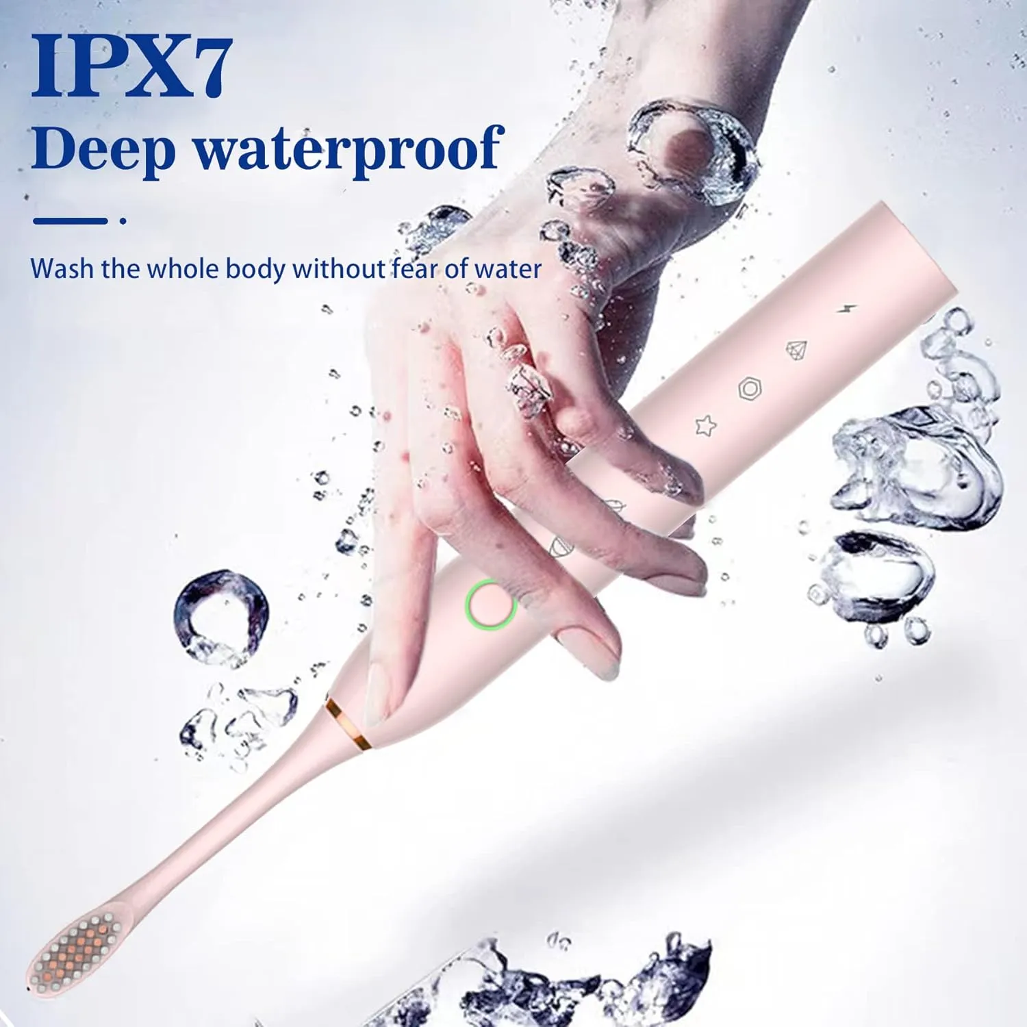 Electric Toothbrush with 8 Brush Heads, 42000vpm 6 Modes IPX7 Waterproof, Soft Electric Toothbrush for Adults - 2 Pack, White Pink