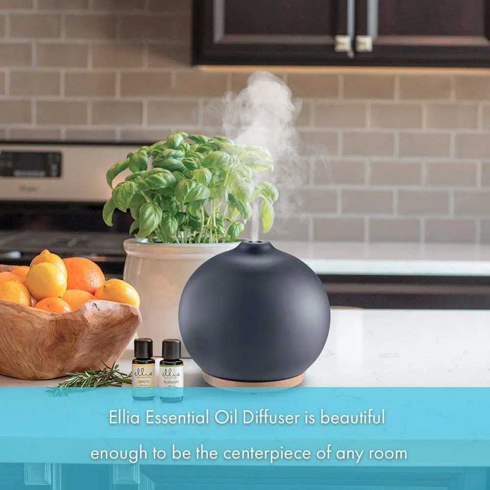 Ellia Adore Essential Oil Aromatherapy Diffuser | Ultrasonic Mist Humidifier, 150 ML Tank, 14 Hour Runtime | BONUS ITEMS Changing Lights & Uplifting Sounds, Remote Control