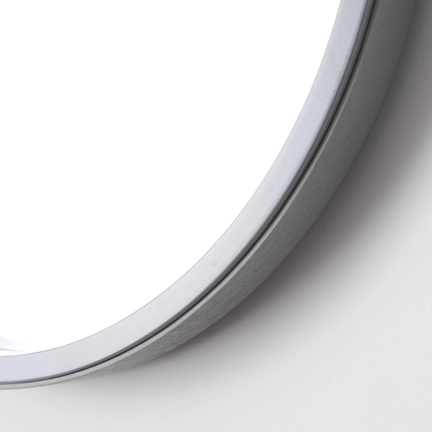 Faux Leather Strap Round Hanging Mirror ,Grey