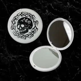 Flaming Skull Pocket Mirror