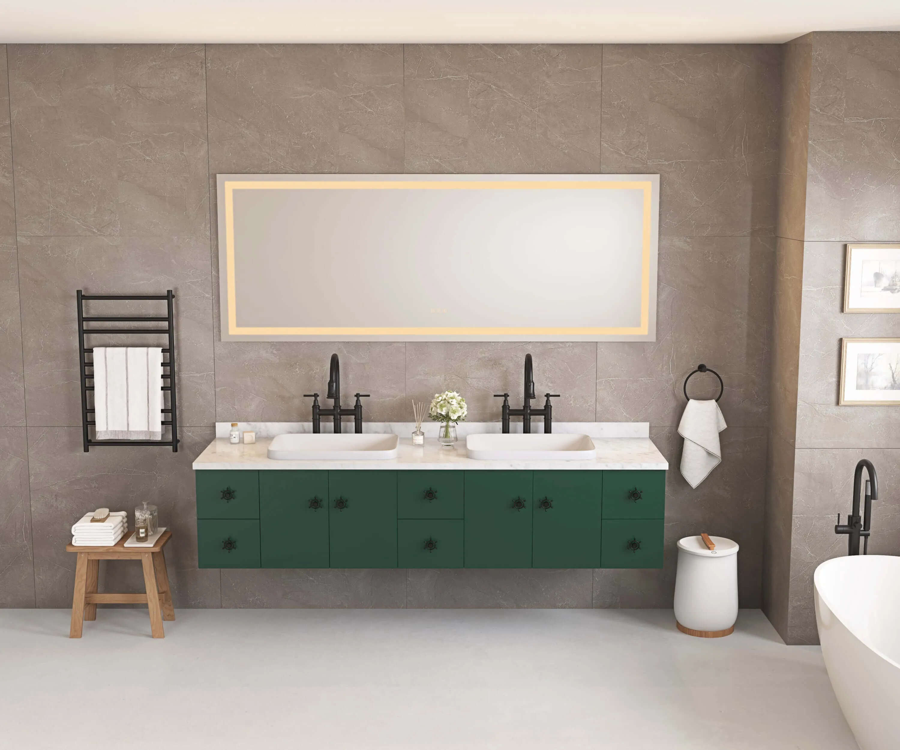 Frameless LED Vanity Mirror Polished Crystal Smart Mirror