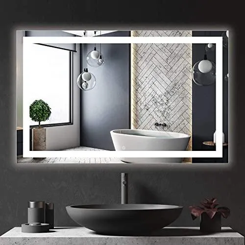 Frameless Middle Frosted RectangularLed Mirrors for Bathrooms