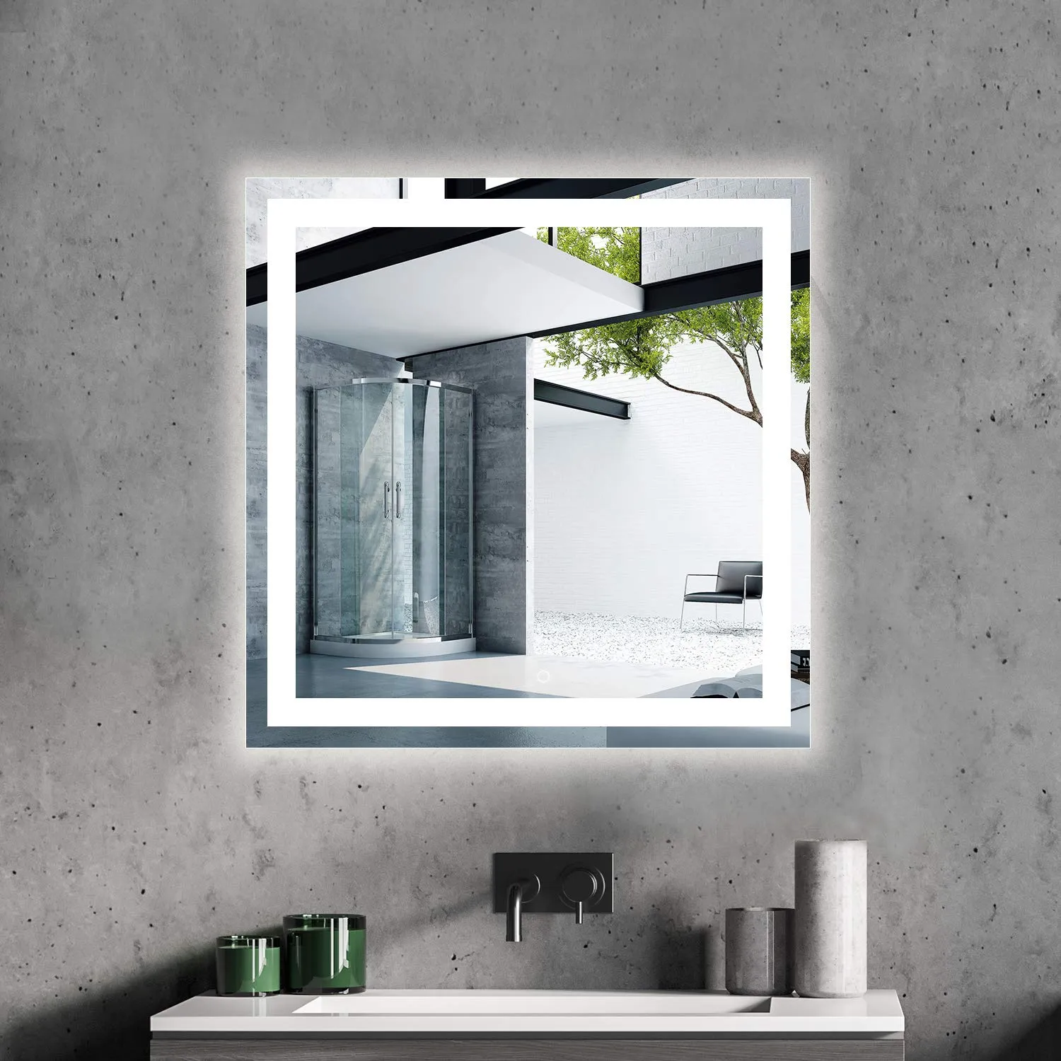 Frameless Middle Frosted RectangularLed Mirrors for Bathrooms