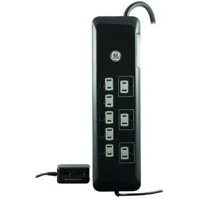 GE 34117 8-Outlet Surge Protector with USB Tether, 4ft Cord