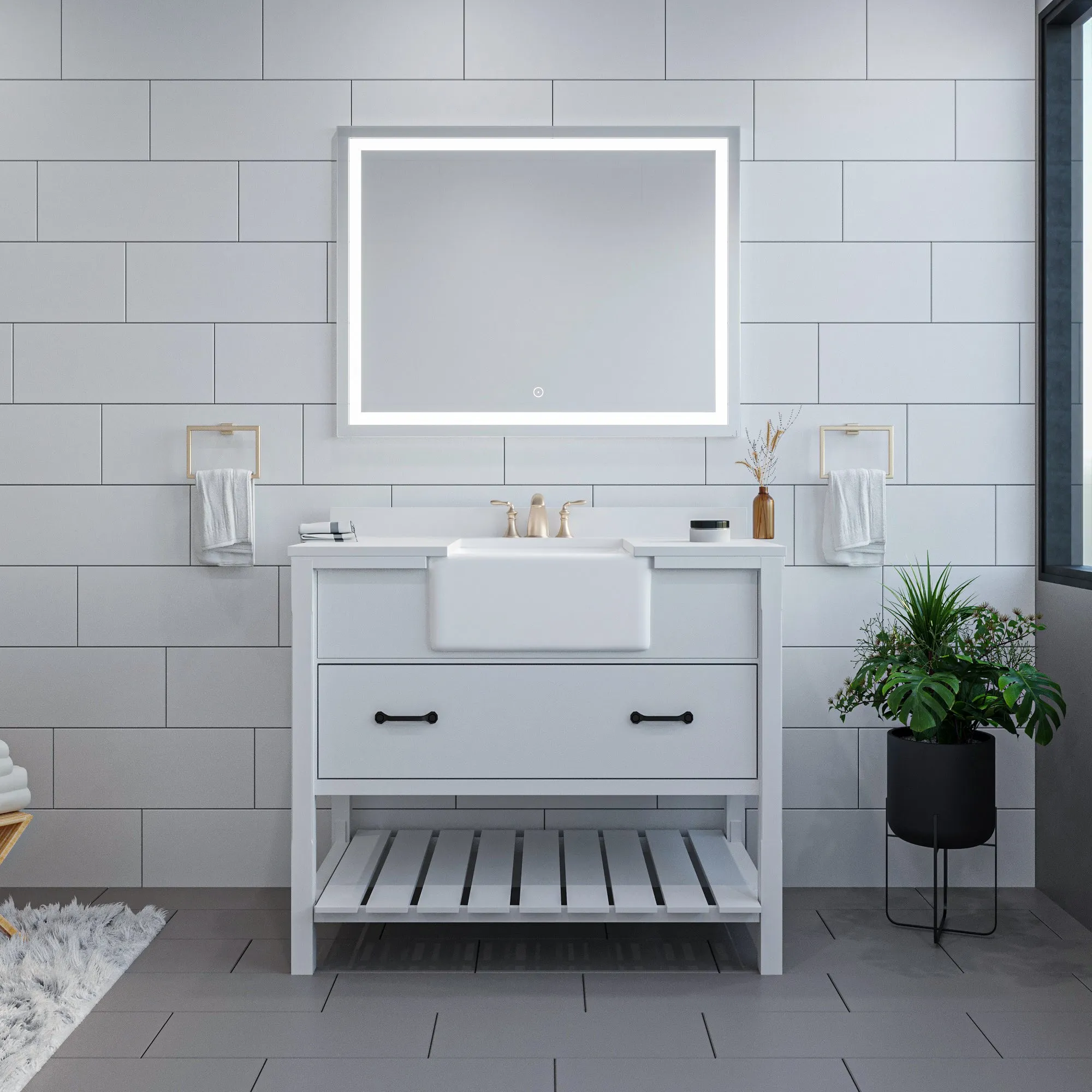 Genova Rectangle Frameless Modern LED Bathroom Vanity Mirror