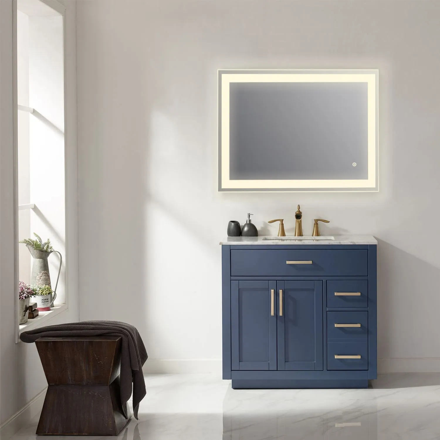 Genova Rectangle Frameless Modern LED Bathroom Vanity Mirror