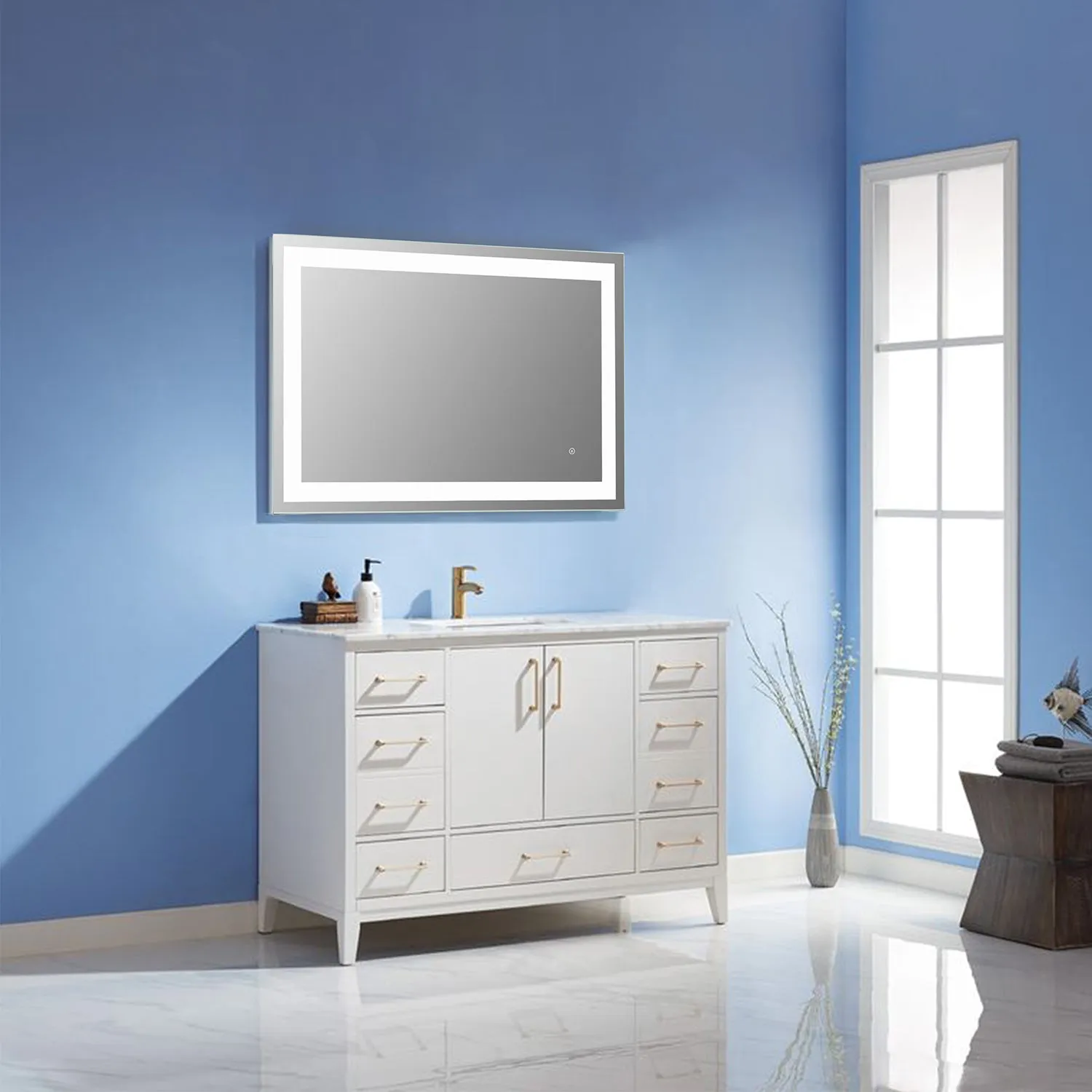 Genova Rectangle Frameless Modern LED Bathroom Vanity Mirror