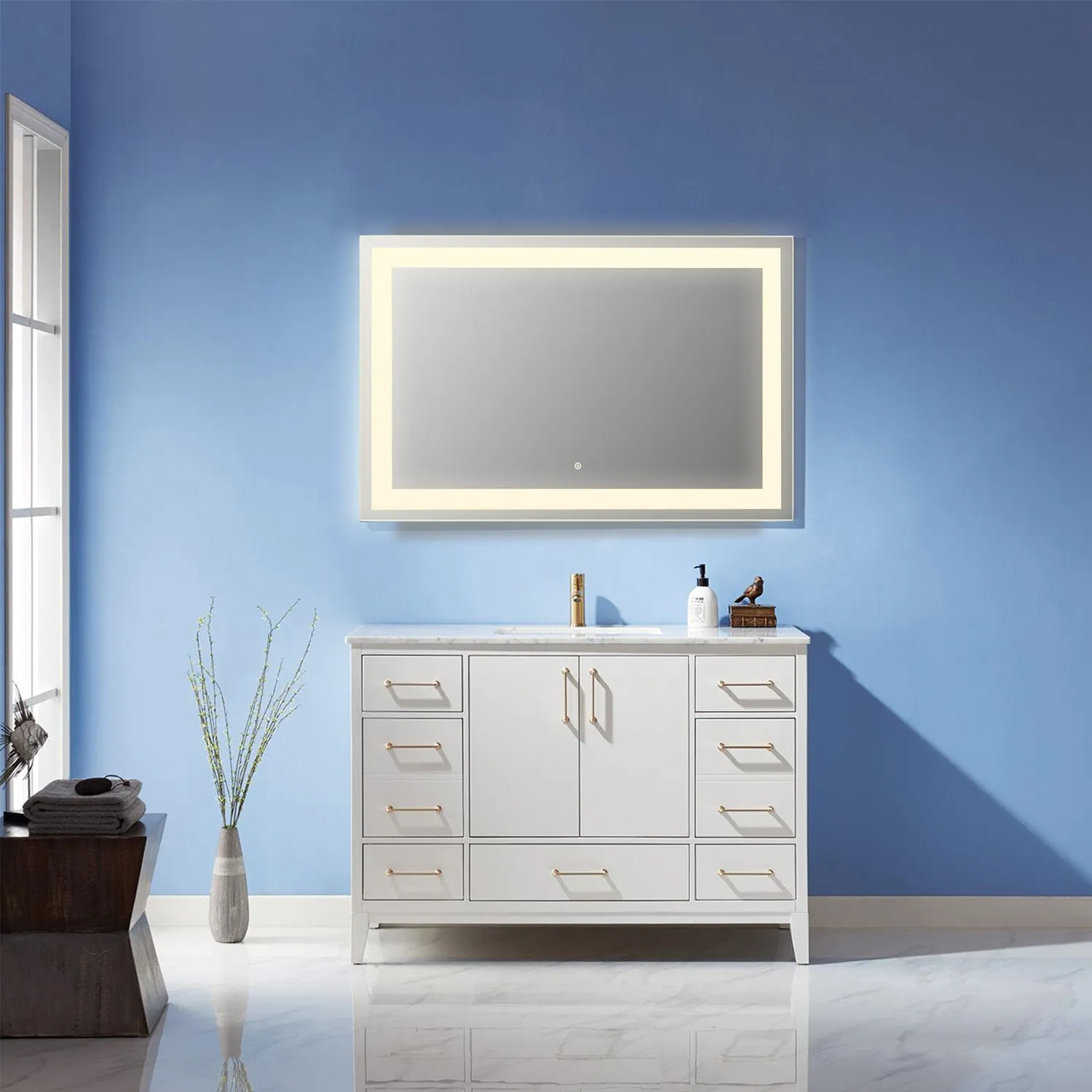 Genova Rectangle Frameless Modern LED Bathroom Vanity Mirror