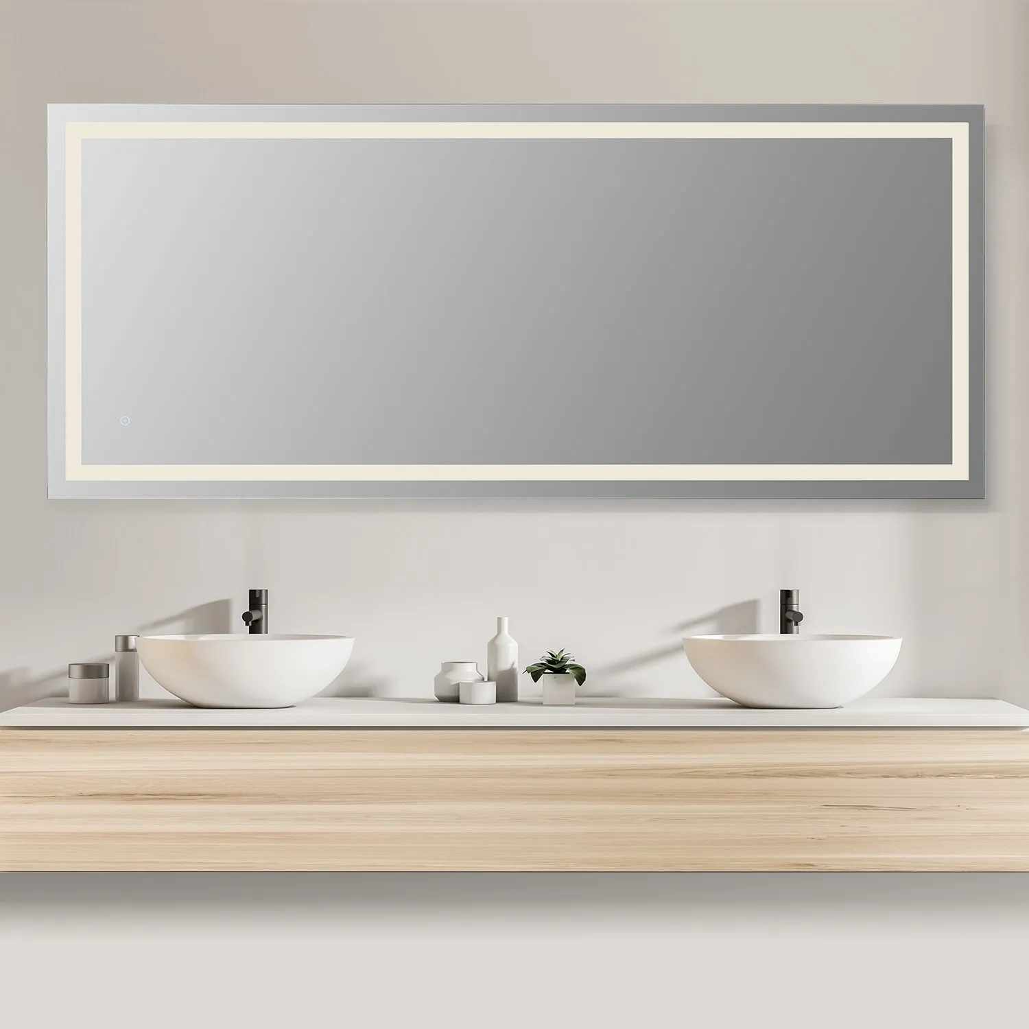 Genova Rectangle Frameless Modern LED Bathroom Vanity Mirror