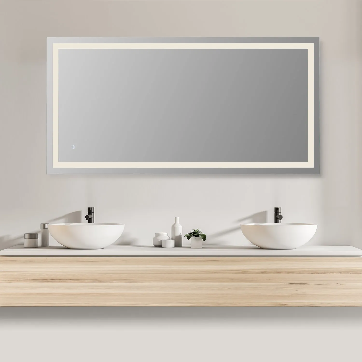 Genova Rectangle Frameless Modern LED Bathroom Vanity Mirror