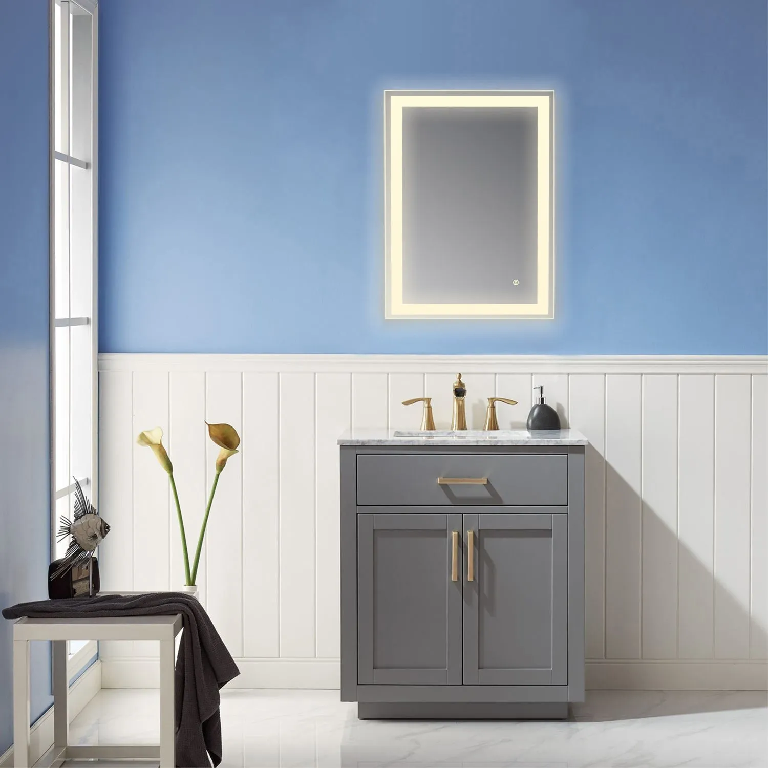 Genova Rectangle Frameless Modern LED Bathroom Vanity Mirror