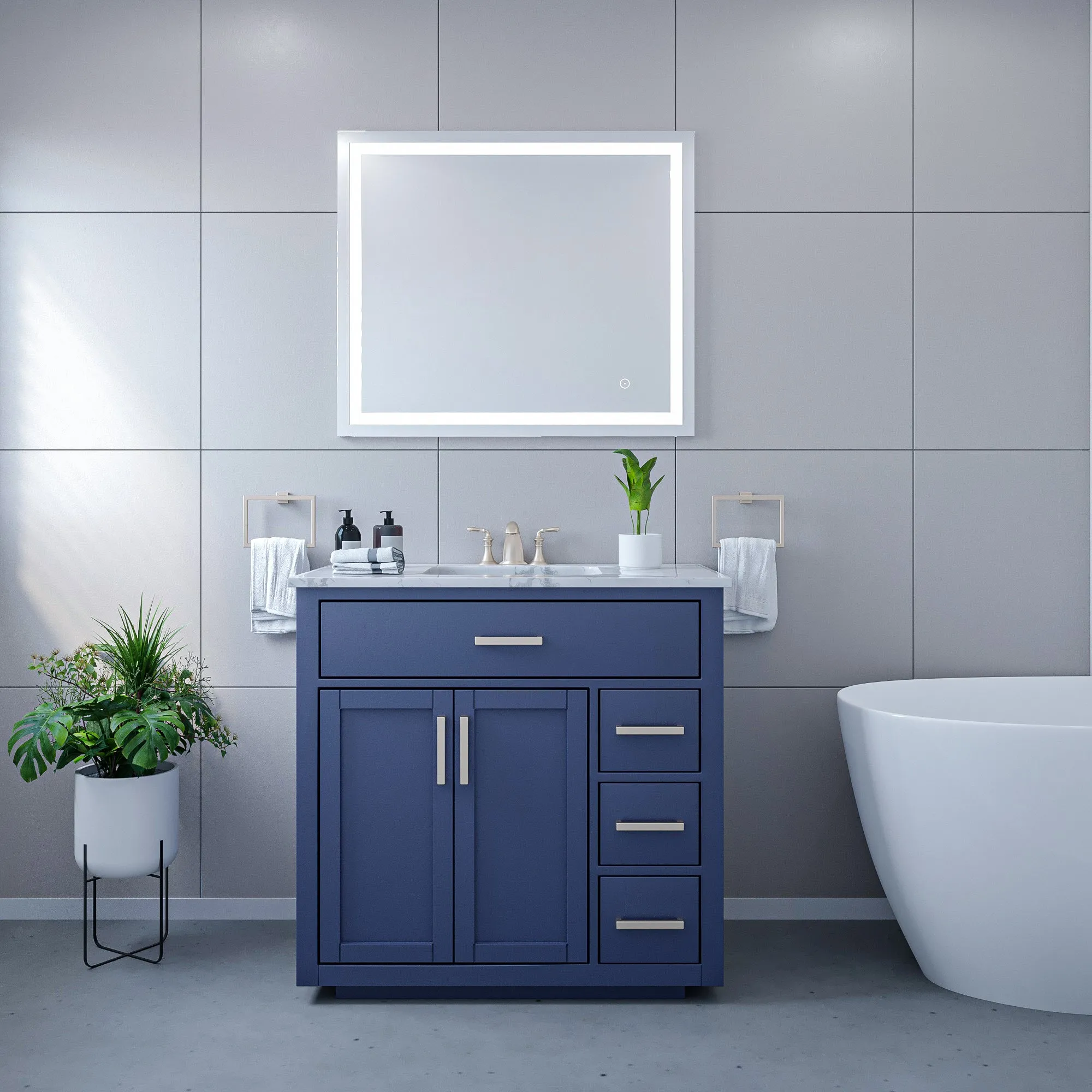 Genova Rectangle Frameless Modern LED Bathroom Vanity Mirror