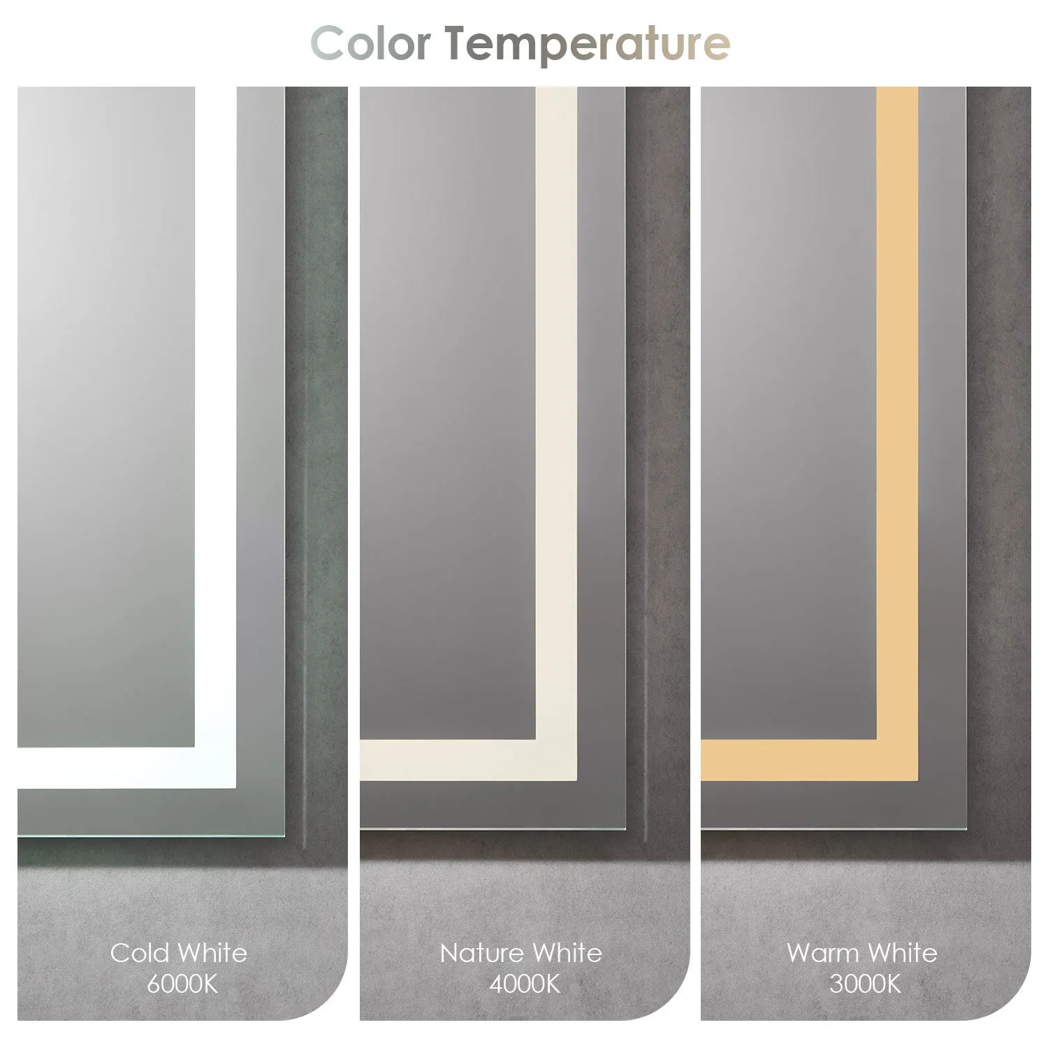 Genova Rectangle Frameless Modern LED Bathroom Vanity Mirror