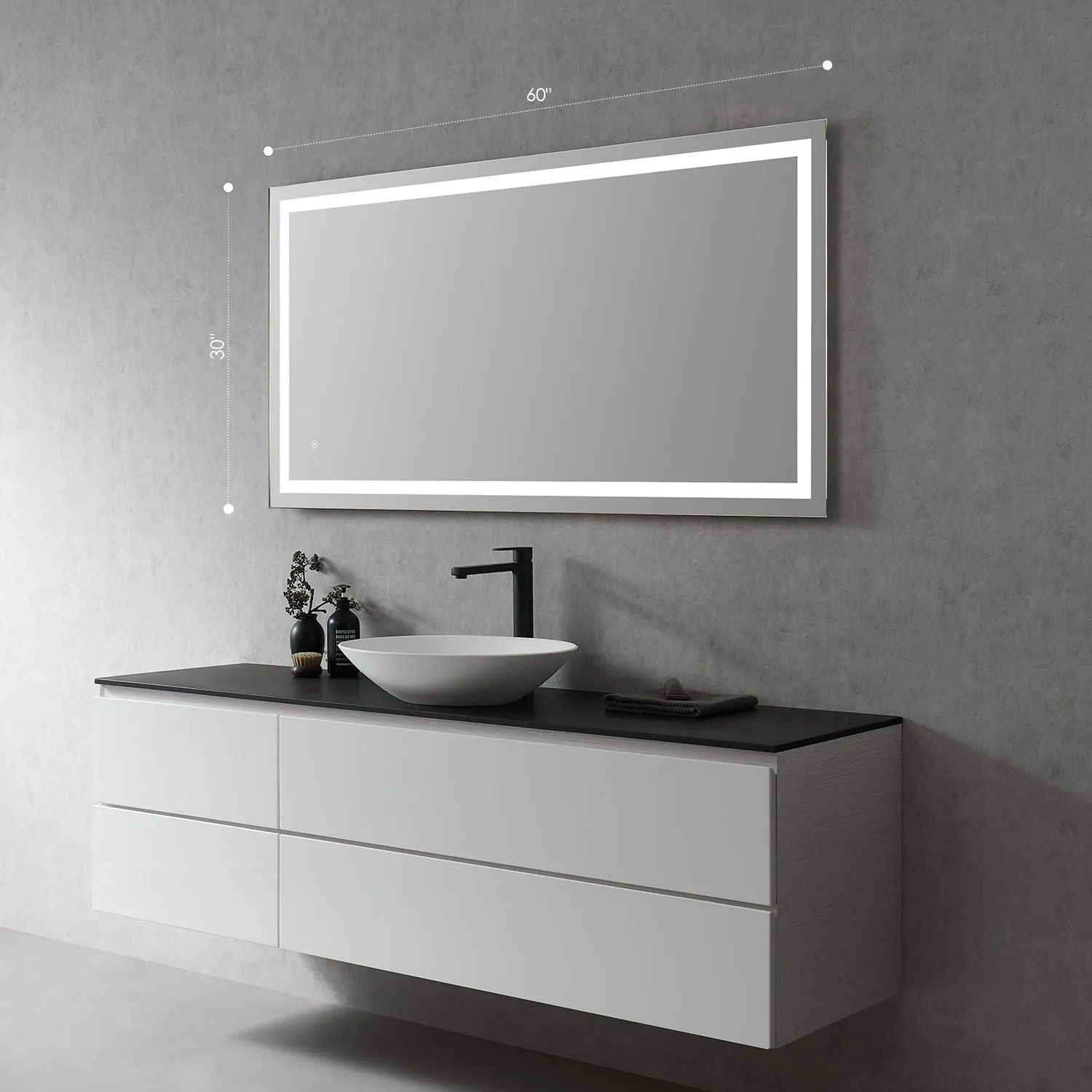 Genova Rectangle Frameless Modern LED Bathroom Vanity Mirror