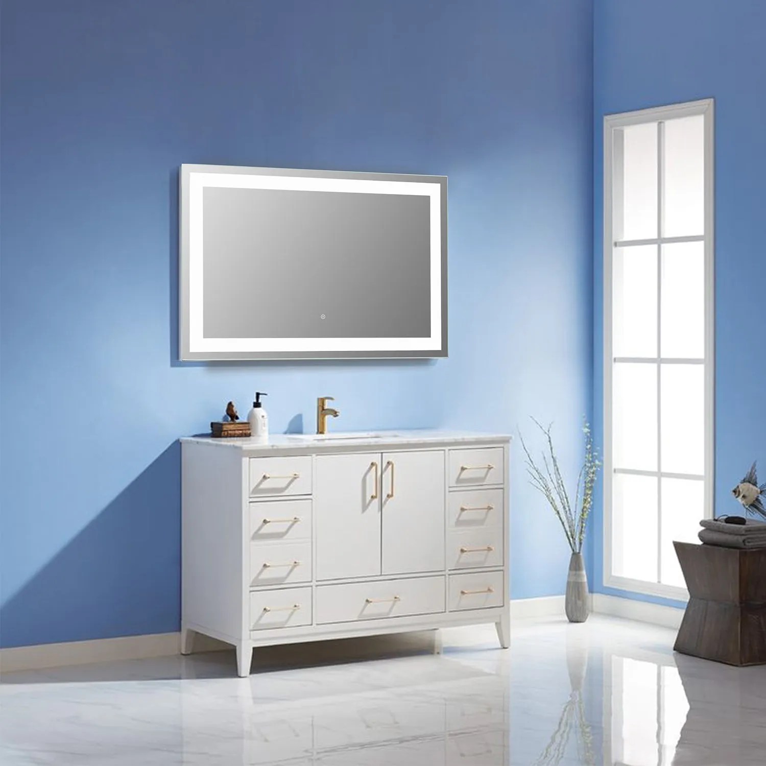 Genova Rectangle Frameless Modern LED Bathroom Vanity Mirror