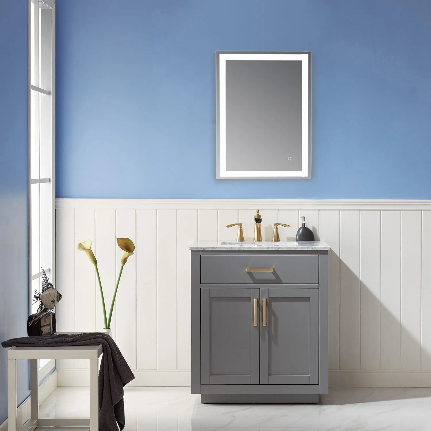 Genova Rectangle Frameless Modern LED Bathroom Vanity Mirror