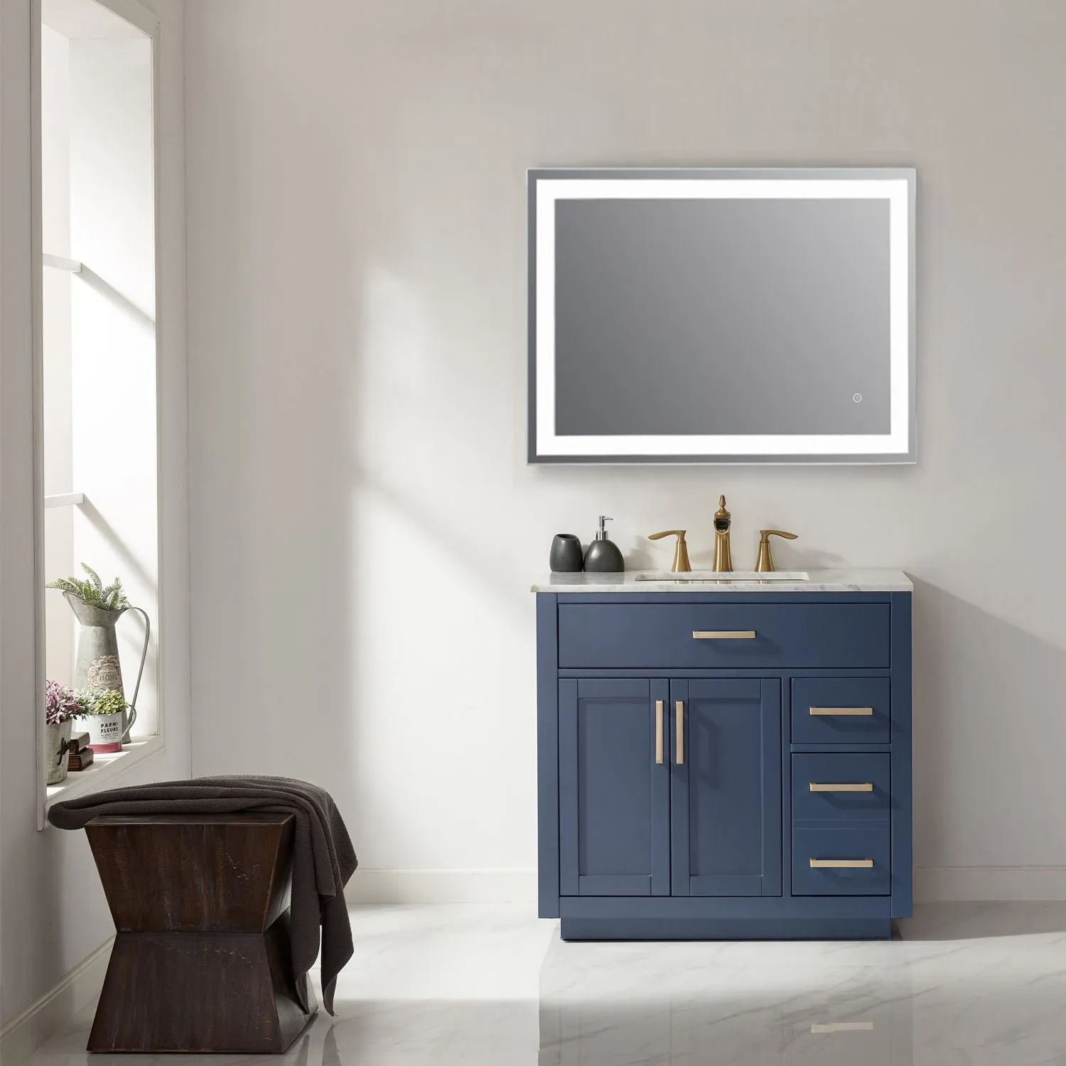 Genova Rectangle Frameless Modern LED Bathroom Vanity Mirror