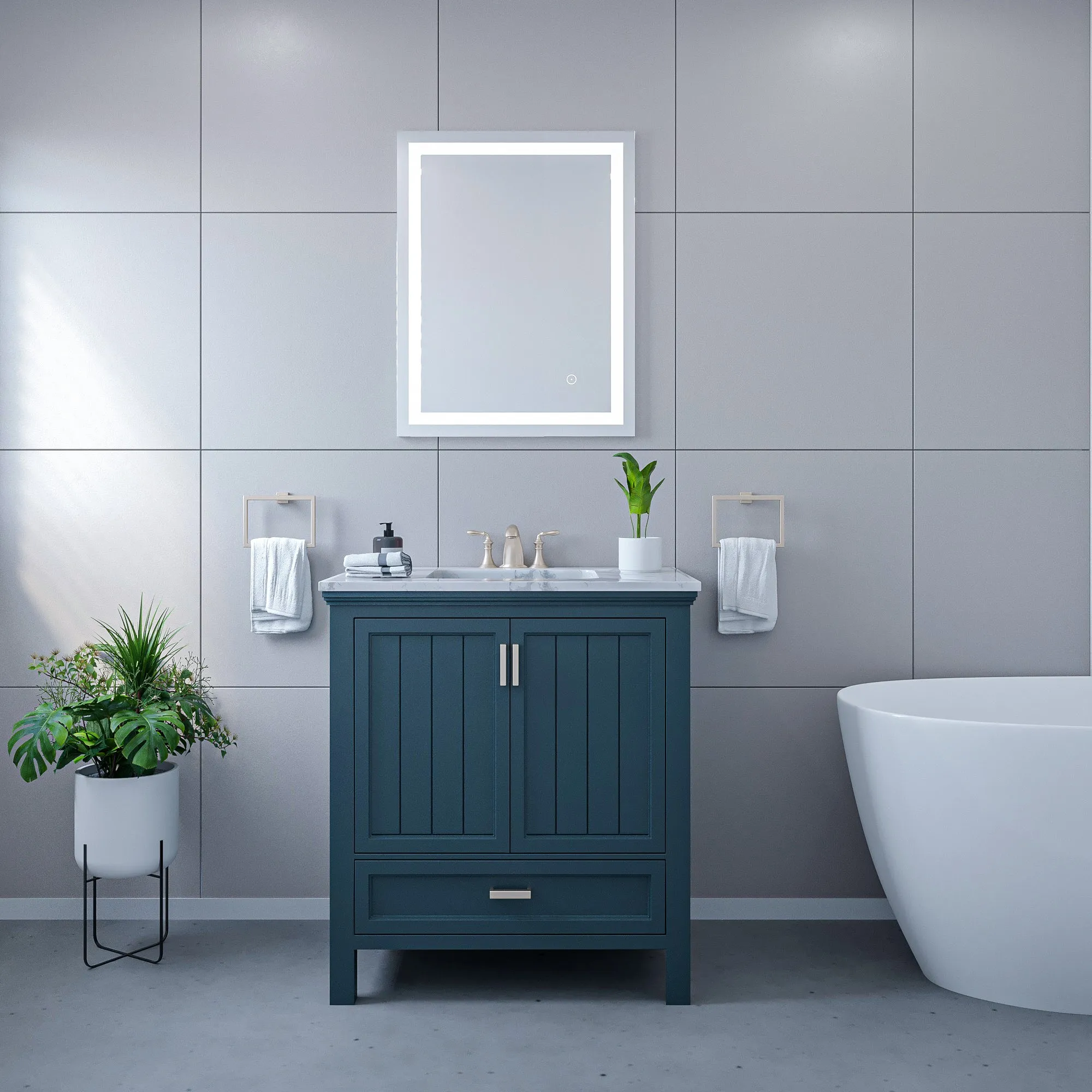Genova Rectangle Frameless Modern LED Bathroom Vanity Mirror