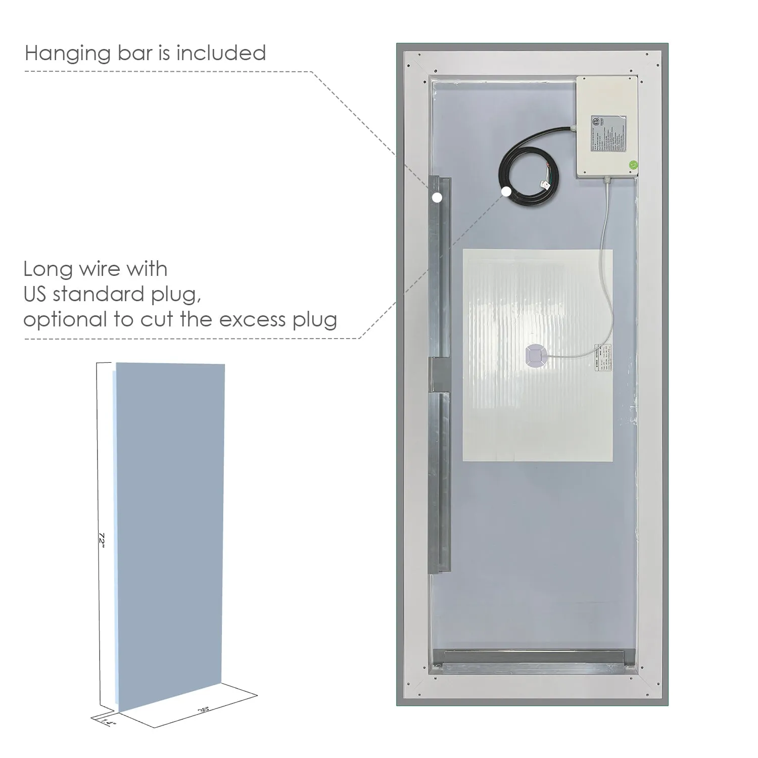 Genova Rectangle Frameless Modern LED Bathroom Vanity Mirror