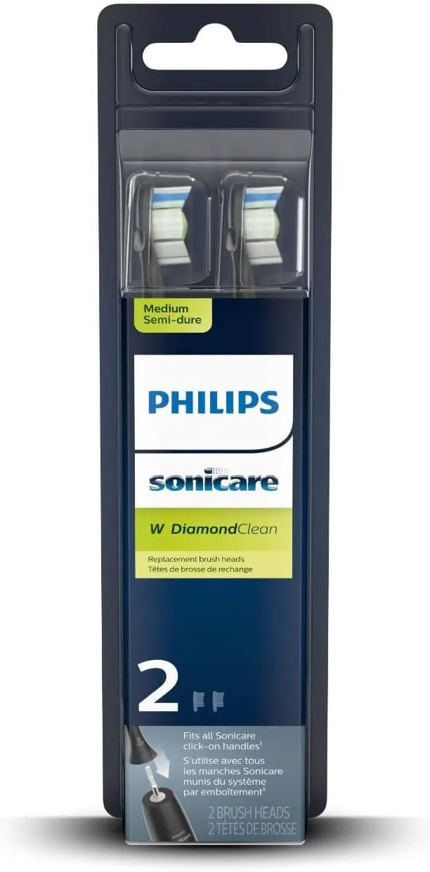 Genuine Philips Sonicare Diamondclean Replacement Toothbrush Heads, HX6062/95, Brushsync Technology, Black 2-pk