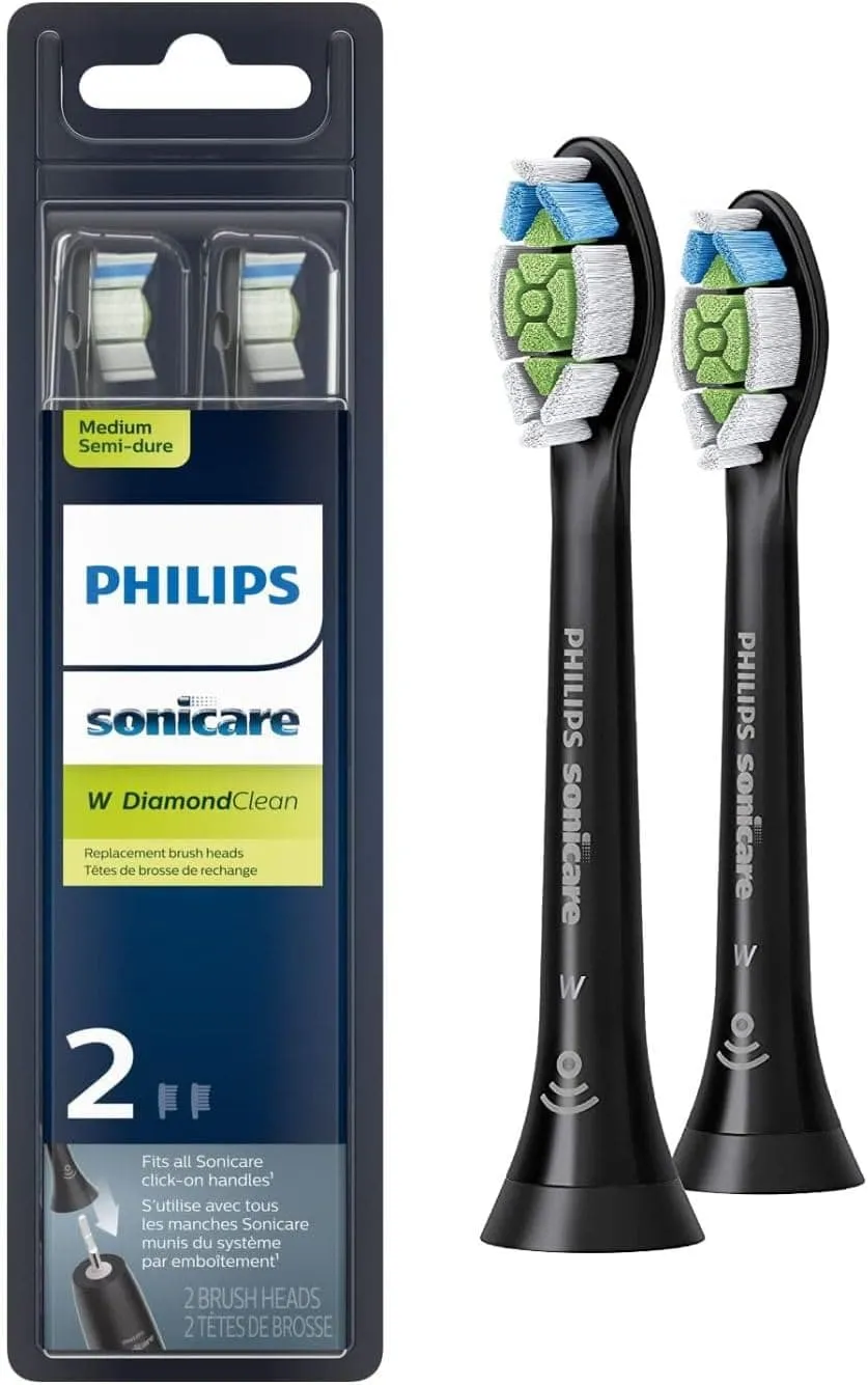 Genuine Philips Sonicare Diamondclean Replacement Toothbrush Heads, HX6062/95, Brushsync Technology, Black 2-pk