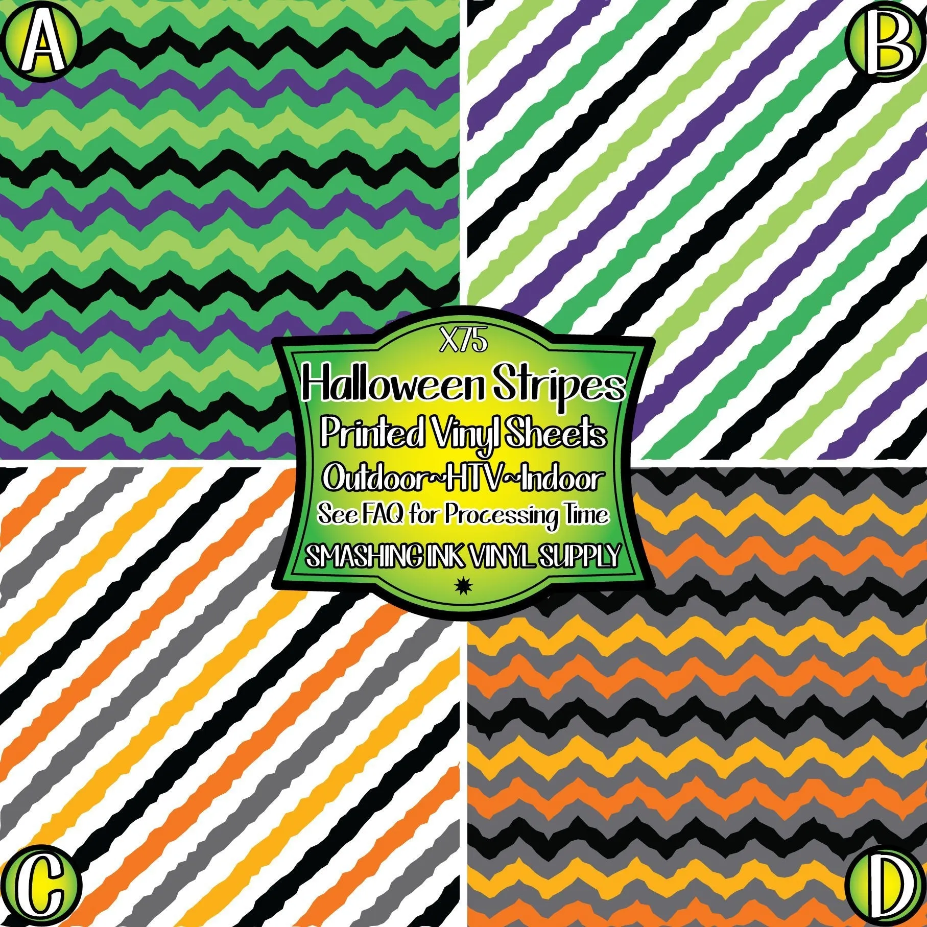 Halloween Strips ★ Pattern Vinyl | Faux Leather | Sublimation (TAT 3 BUS DAYS)