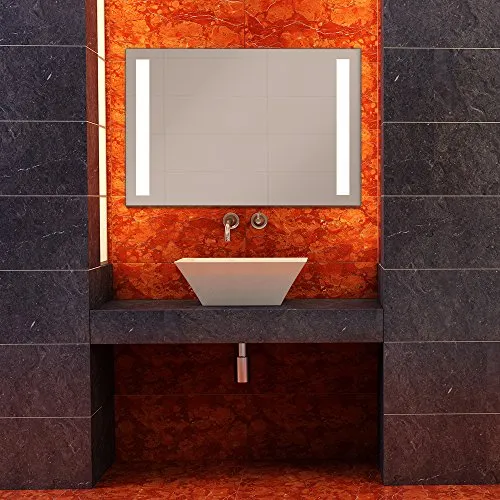 Hamilton Hills 42x28 Inch Frameless Glass Mirror Contemporary Silver Edge