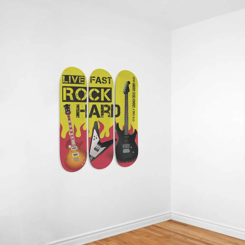Hard Rock Yellow Poster Skateboard Wall Art