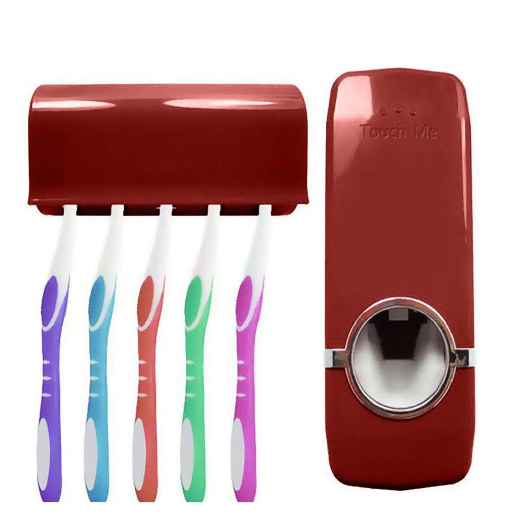 Home Automatic Toothpaste Dispenser   5 Toothbrush Holder Set